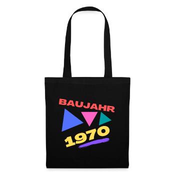 Baujahr 1970 - Geburtsjahr - Geburtstag - Stoffbeutel - Schwarz - Vorne