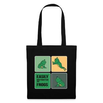 Frosch Froschsammlung Frog-Party - Stoffbeutel - Schwarz - Vorne