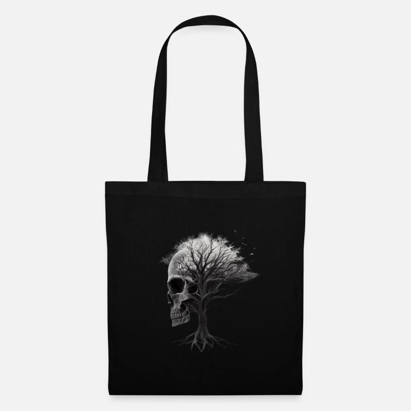 Skull with tree - Tote Bag - black