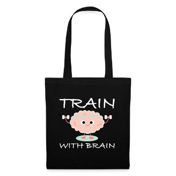 Train with brains | Fitness, Brain, Dumbbell - Tote Bag - black - Front