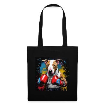 Portrait de boxe Bull Terrier anglais - Sac en tissu - noir - Devant