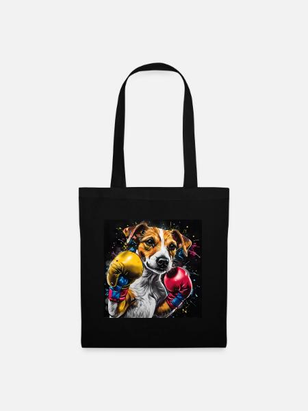 Jack Russell Terrier Portrait de boxe - Sac en tissu - noir