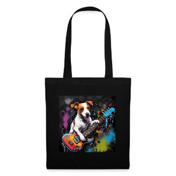 Jack Russell Terrier Guitarist Portrait - Tote Bag - black - Front