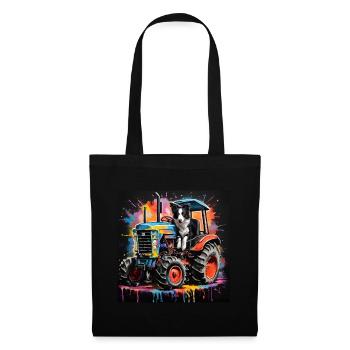 Border Collie Sheepdog on a Tractor - Tote Bag - black - Front