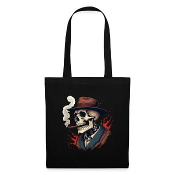 Skeleton smoking a cigar - Tote Bag - black - Front