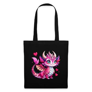 Farbenfroher Drache - Stoffbeutel - Schwarz - Vorne
