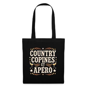 Country Copines Et Apéro Femme Humour - Sac en tissu - noir - Devant