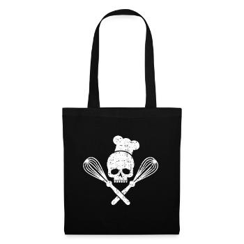 Crâne cuisinier | Tête de mort - Sac en tissu - noir - Devant