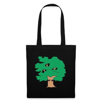Baum lächelnder süßer Bäume kawaii niedlich - Stoffbeutel - Schwarz - Vorne