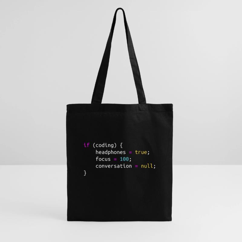 Funny gift for Programmer Headphones while Coding Tote Bag