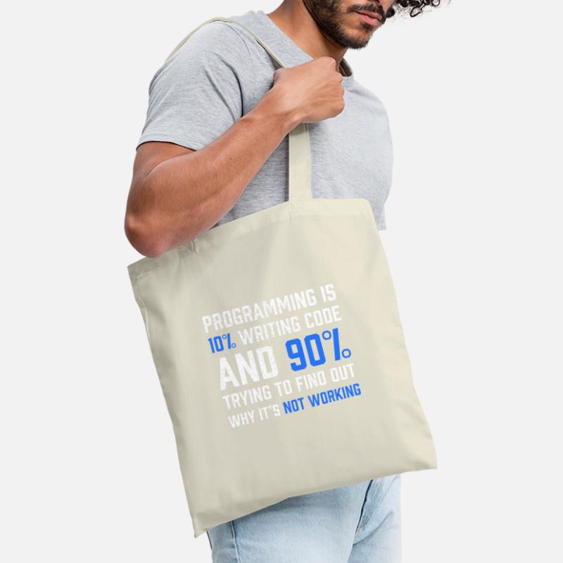 "Programming is 10% writing Code" Gift Programmer Tote Bag