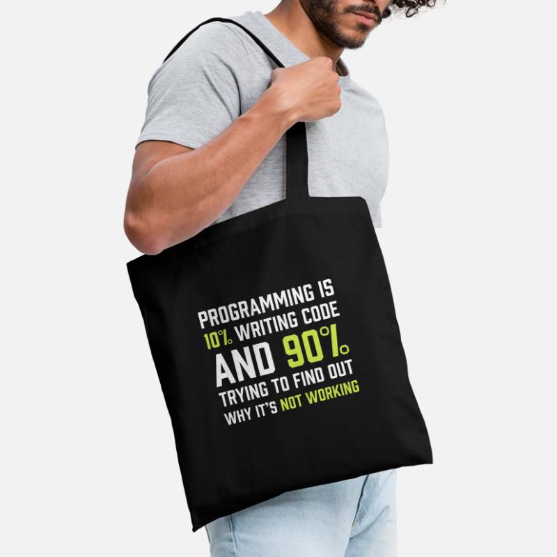 La programmation, c'est 10% d'écriture de code | Cadeau de programmeur Sac en tissu