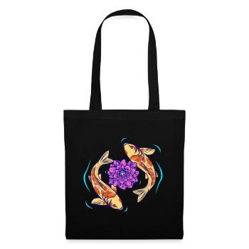 Lotus Flower and Koi Fishes - Tote Bag - black - Front