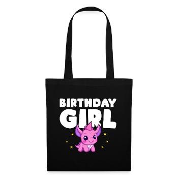Anniversaire Fille Dinosaure Fête Enfant - Sac en tissu - noir - Devant
