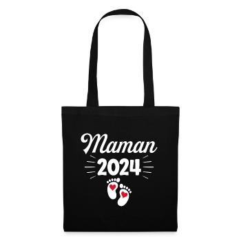 Femme Annonce Grossesse Future Maman 2024 - Sac en tissu - noir - Devant