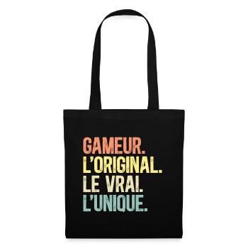 Gameur L'Original Le Vrai L'Unique Homme Geek - Sac en tissu - noir - Devant