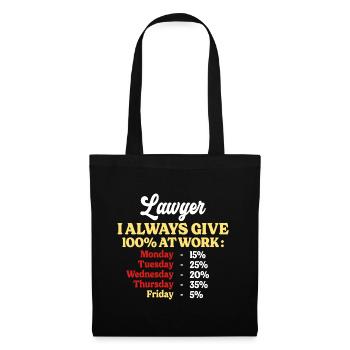 100% Au Travail Citation Drôle Travail Avocat - Sac en tissu - noir - Devant