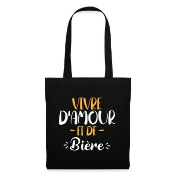 Vivre D'Amour Et De Bière Cadeau Humour Bière - Sac en tissu - noir - Devant
