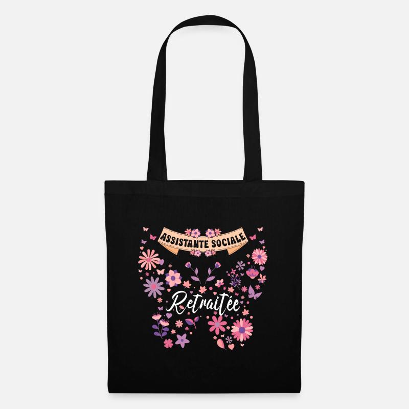 Papillon Assistante Sociale Retraite - Sac en tissu - noir
