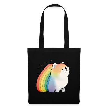 Akita Inu Hund Bunte Farben Regenbogen Kunst Anime - Stoffbeutel - Schwarz - Vorne