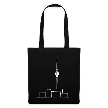 Fernsehturm Minimal w - Stoffbeutel - Schwarz - Vorne