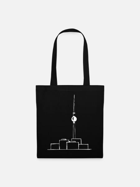 Fernsehturm Minimal w - Stoffbeutel - Schwarz