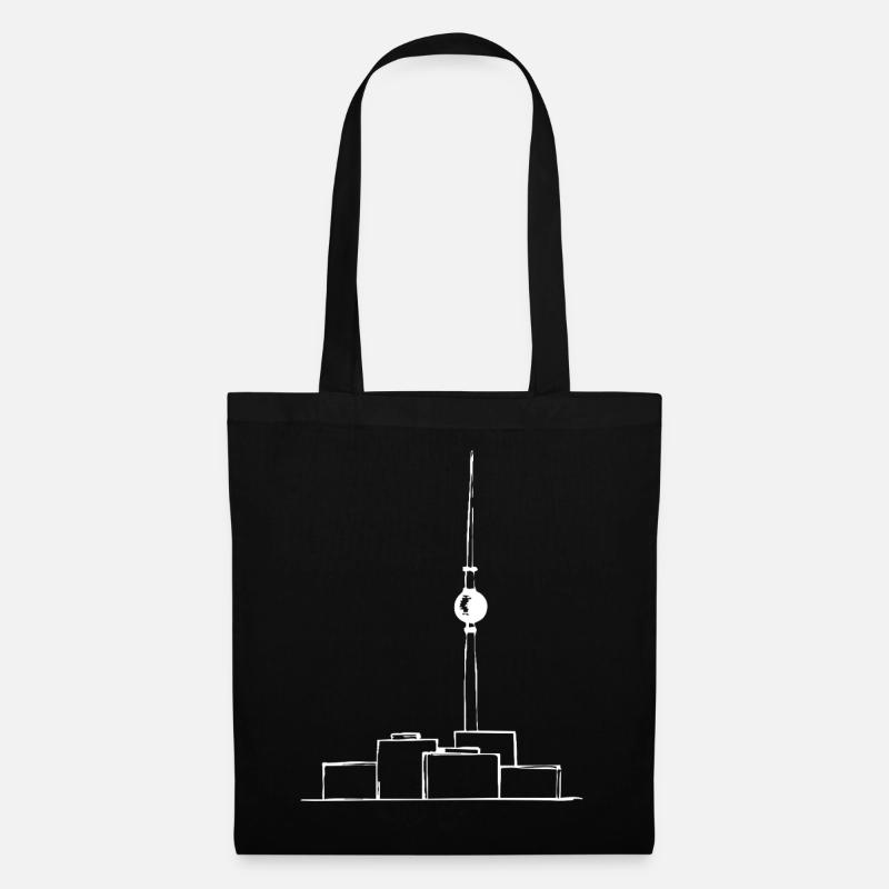 Fernsehturm Minimal w - Stoffbeutel - Schwarz