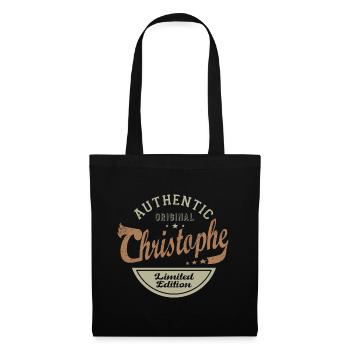 CHRISTOPHE prénom cadeau T shirt personnalisé - Sac en tissu - noir - Devant