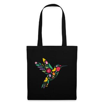 Hummingbird Flowers Graphic - Tote Bag - black - Front