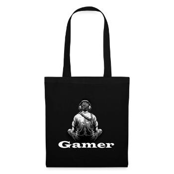 Gamer weiß - Stoffbeutel - Schwarz - Vorne