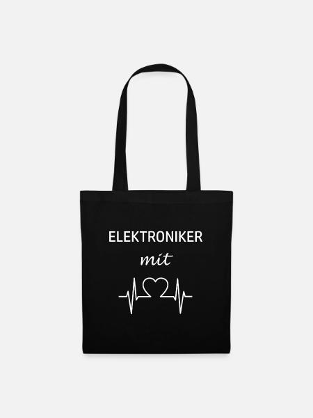 Elektroniker Herzschlag Elektrotechnik Beruf - Stoffbeutel - Schwarz