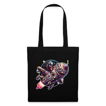 Imaginative whimsical spaceship with astronaut - Tote Bag - black - Front
