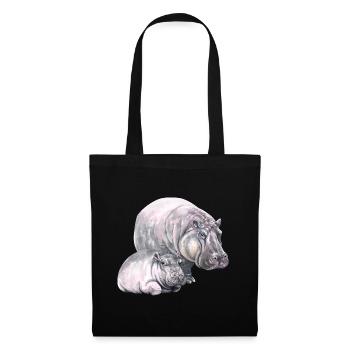 Hippo hippo-hippopotame t-shirt idée cadeau - Sac en tissu - noir - Devant