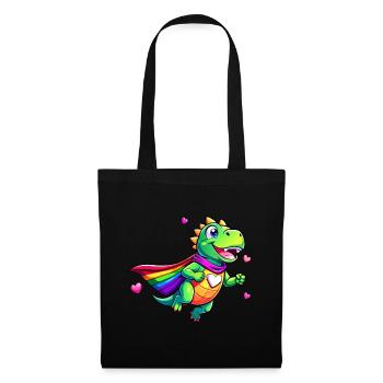 Dino super-héros - Sac en tissu - noir - Devant