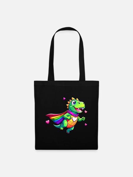Superheld Dino - Stoffbeutel - Schwarz