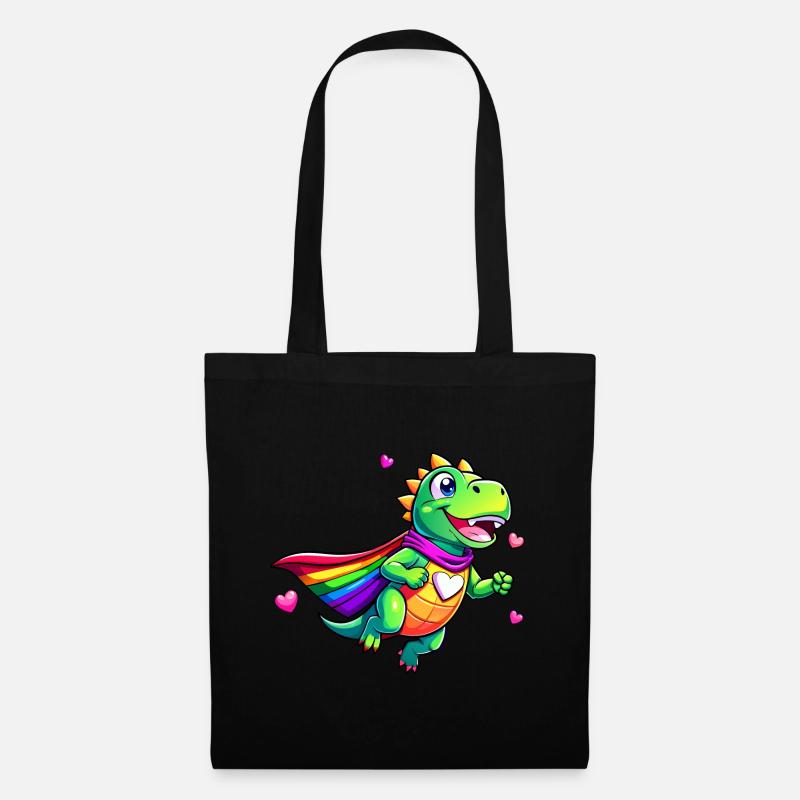 Superheld Dino - Stoffbeutel - Schwarz