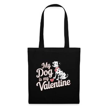 Mon chien est mon Valentin | Dalmatien Saint-Valentin - Sac en tissu - noir - Devant