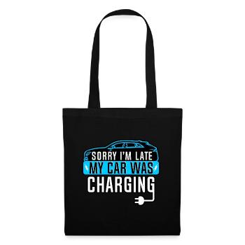 Electric Vehicle - Sorry I'm Late, My Car - Tote Bag - black - Front