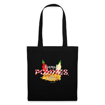 Pommes Schranke T-Shirt Design - Stoffbeutel - Schwarz - Vorne