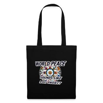 Peace World Peace DIY Dicton - Sac en tissu - noir - Devant