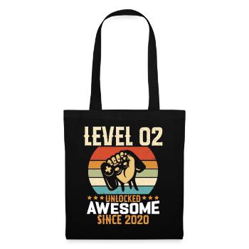 Level 02 Jahr unlocked Gaming Geburtstagsgeschenk - Stoffbeutel - Schwarz - Vorne