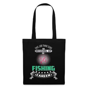 Lustiges Angler T-Shirt Geschenkidee für Fischer - Stoffbeutel - Schwarz - Vorne