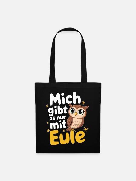 Nachteule Eule Eulen Vogel - Stoffbeutel - Schwarz