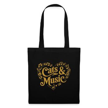 Katzen und Musik Musiknoten und Notenlinien - Stoffbeutel - Schwarz - Vorne