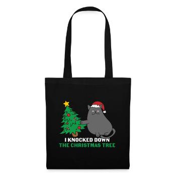 Katzen Geschenk- Weihnachten Geschenk Katze - Stoffbeutel - Schwarz - Vorne