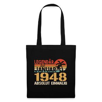 Geburtstagsgeschenk geboren im Januar 1948 - Stoffbeutel - Schwarz - Vorne