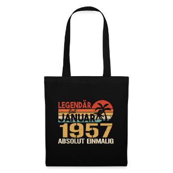 Geburtstagsgeschenk geboren im Januar 1957 - Stoffbeutel - Schwarz - Vorne