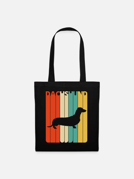 Retro Vintage Dachshund Gifts for Dog Lovers.Puppy - Tote Bag - black