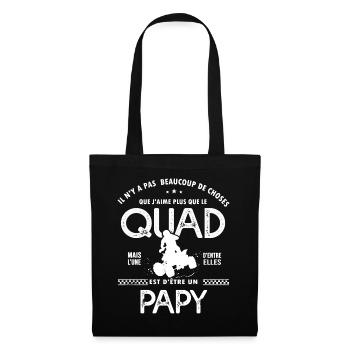 papy aime quad cadeau humour moto papi quad - Sac en tissu - noir - Devant