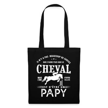 papy aime le cheval grand père cavalier équitation - Sac en tissu - noir - Devant